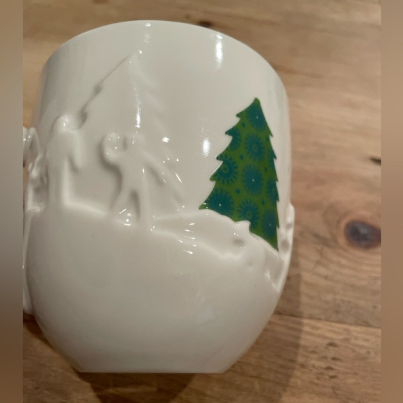 Starbucks Duo Holiday 2006 Embossed 16 oz matching mugs Christmas Cabincore - Picture 5 of 7